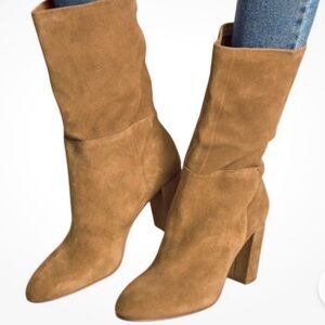 Chinese Laundry-Split Sue-Honey Brown Suede Leather Boots Women’s Size 7.5